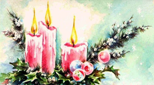 Новый год Рождество акварель