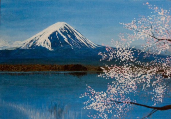 Вулкан Фудзияма акрилом