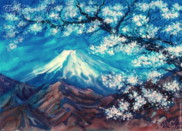 Гора Фудзияма японская живопись