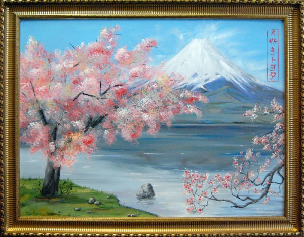 Гора Фудзияма Сакура гуашью