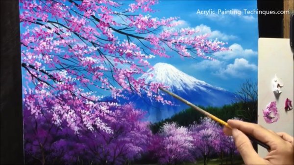 Фудзияма картина акрилом