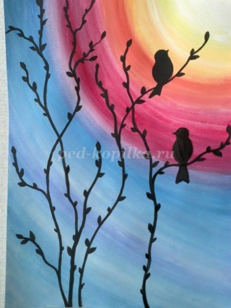 Рисование для детей красками Весна