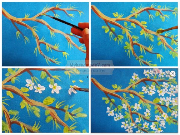 Весенние рисунки для детей пошагово