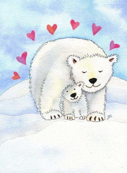 Белый мишка открытка