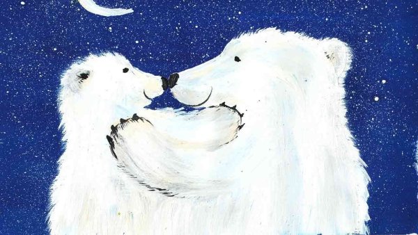 Гуашь зима белый медведь