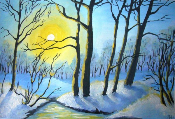 Зимний пейзаж из шерсти