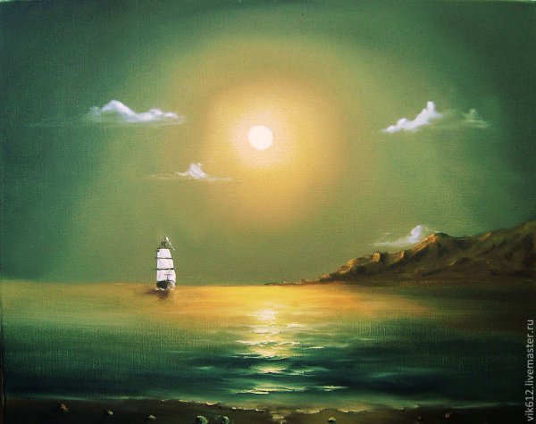 Луна живопись маслом