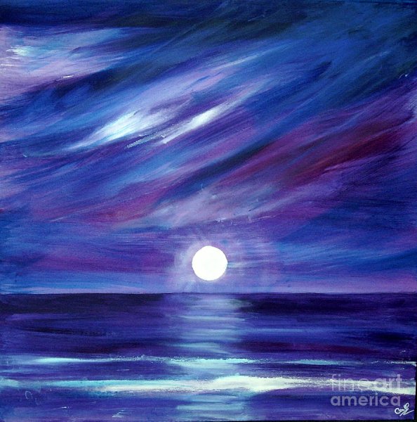 Лунная дорожка акварель