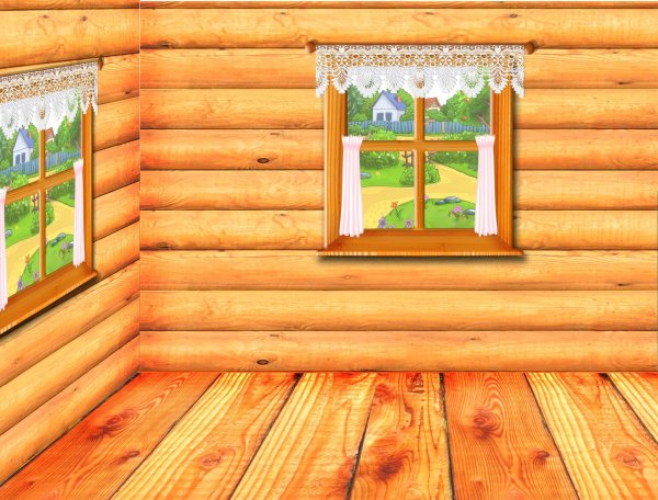 Рисование избы красками