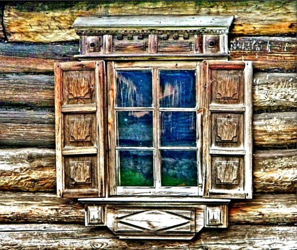 Деревянная изба акварель