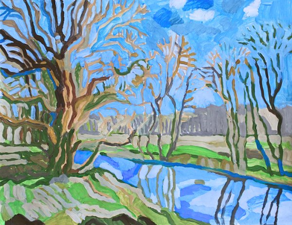 Декоративная композиция пейзаж колорит весеннего пейзажа