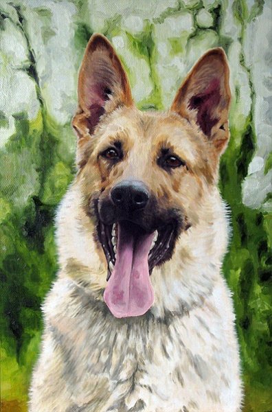 Восточно-европейская овчарка акварелью