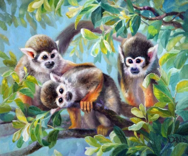 Обезьяна красками