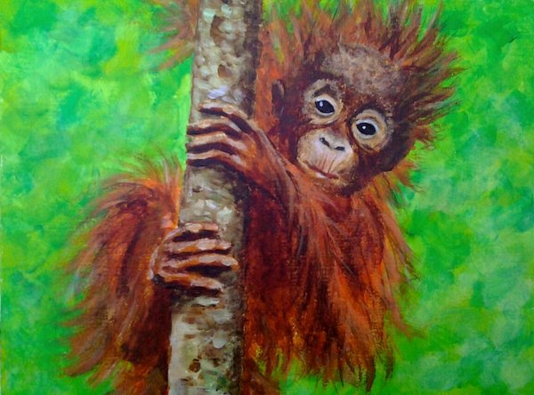 Обезьяна красками