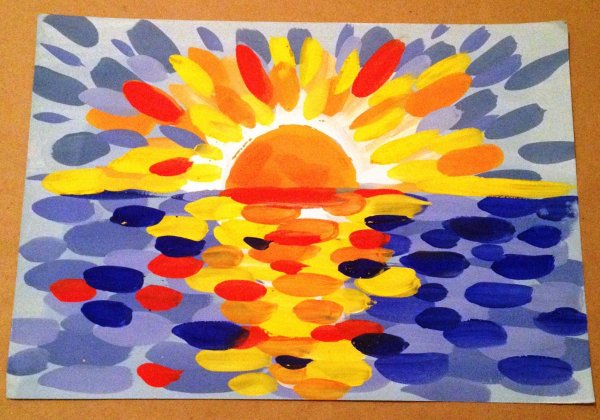 Рыба кит папа рисует гуашью