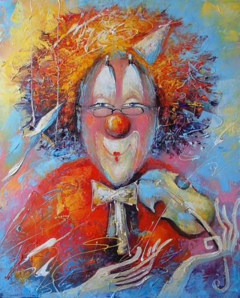 Клоун живопись маслом
