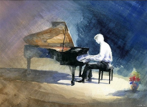 Рояль акварель