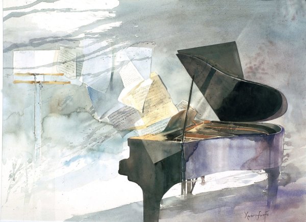 Пианино акварель