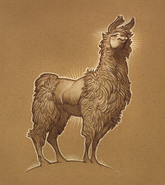 Живопись акрилом лама