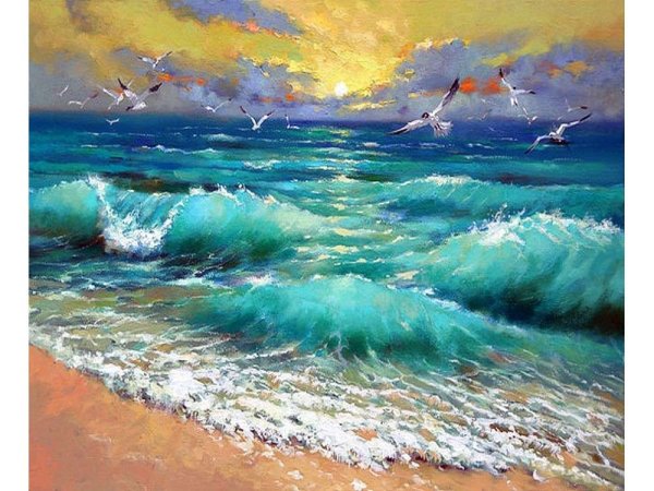 Алмазная мозаика алмазное хобби "морские волны" 40х65