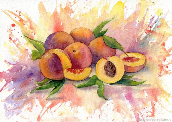 Экзотические фрукты акварелью