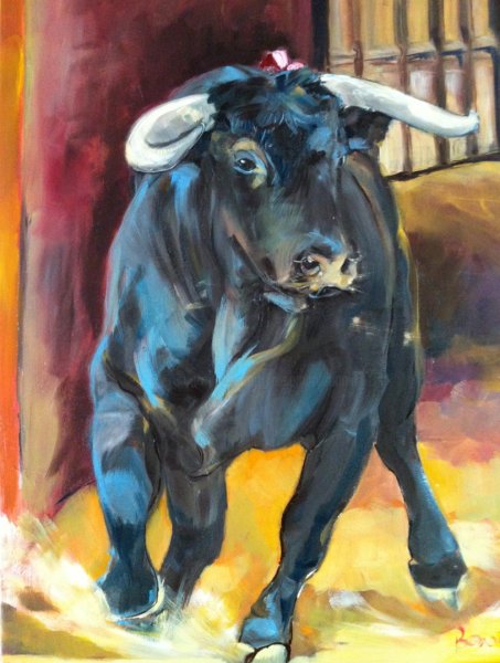 Бык живопись маслом
