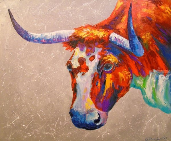 Бык картина маслом