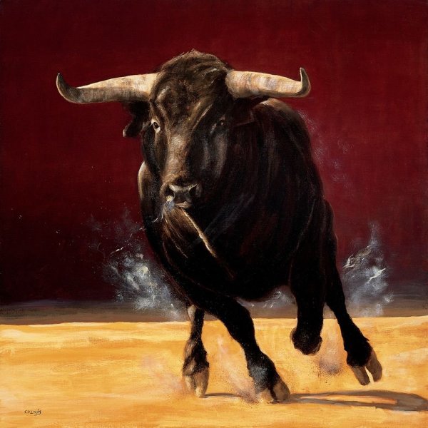 Бык живопись маслом