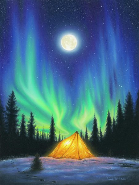 Северное сияние акрилом