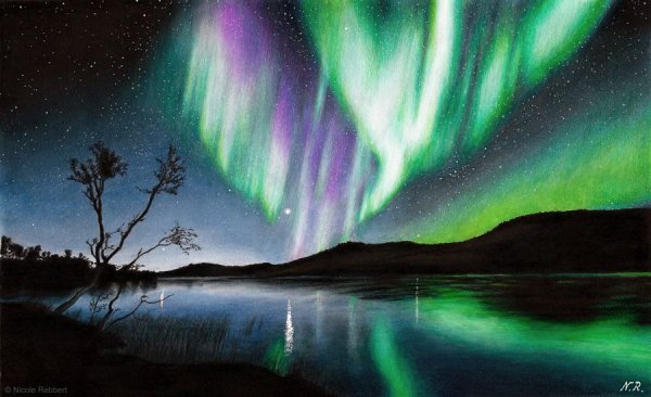 Северное сияние красками