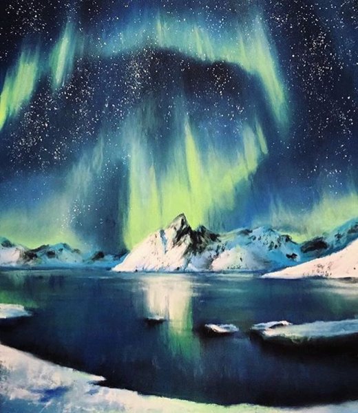 Северное сияние акварелью