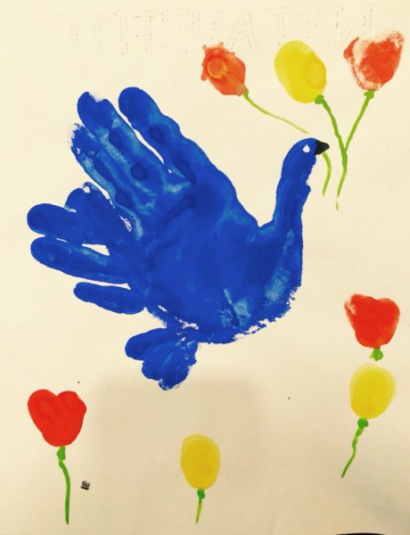 Цыплятата рисование Ладошко