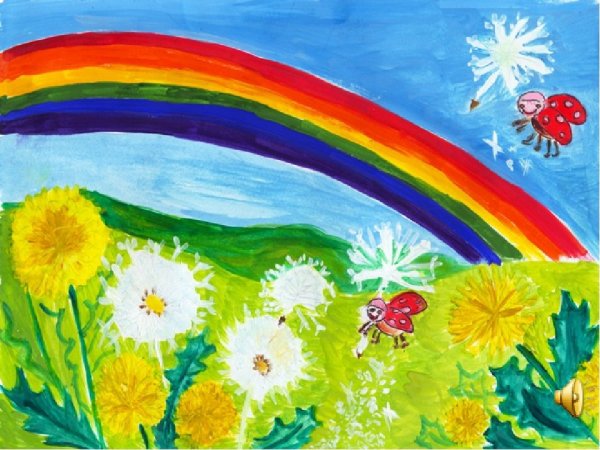Рисование радуги акварелью