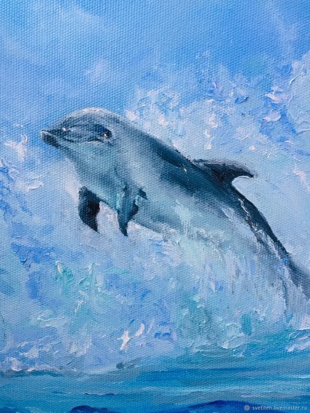 Дельфины живопись маслом