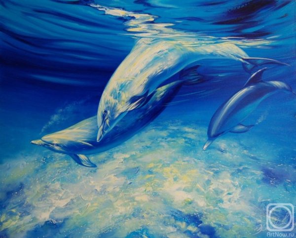 Дельфины живопись маслом