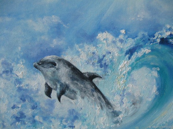 Дельфины живопись