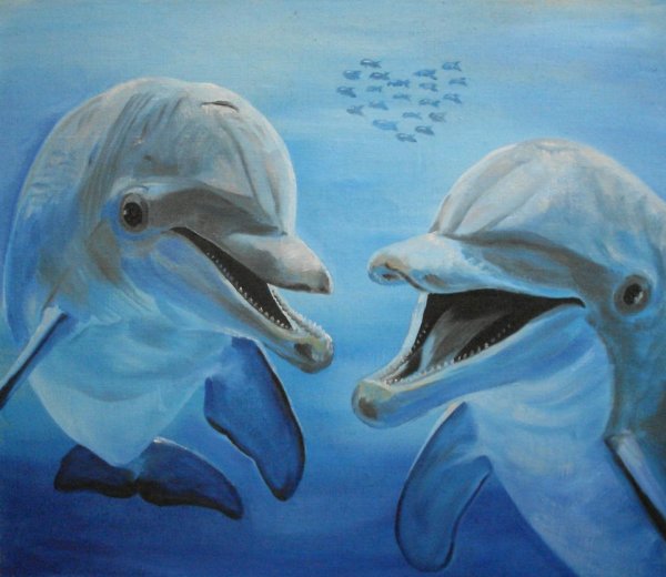 Рисунок дельфина красками