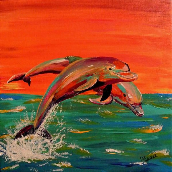 Дельфины живопись маслом