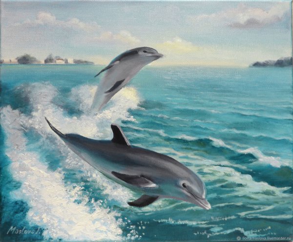 Дельфины живопись