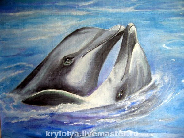 Дельфин пастелью
