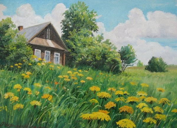 Сельский пейзаж художника Мазеева