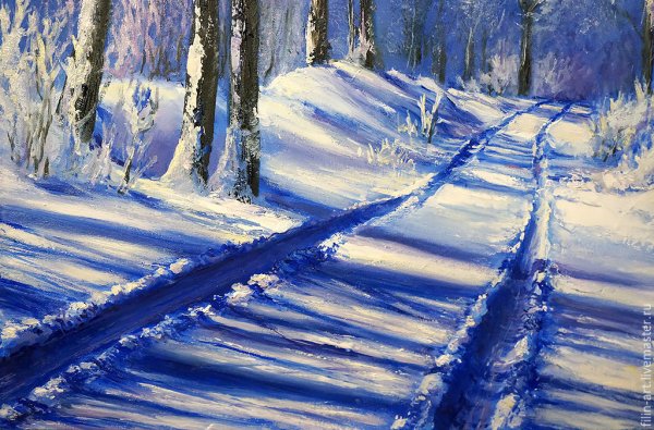Зимний пейзаж маслом
