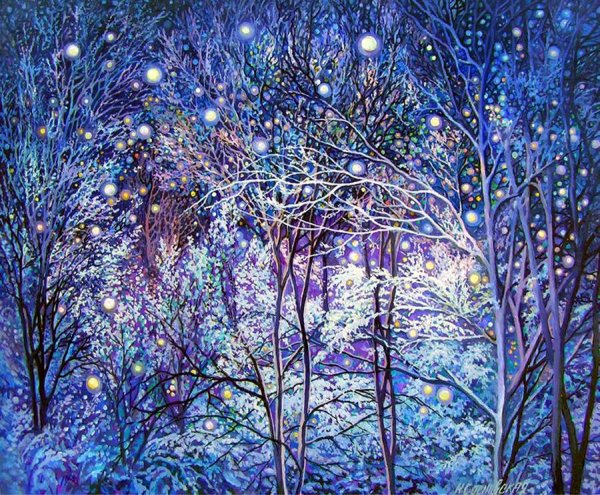 Снегопад живопись