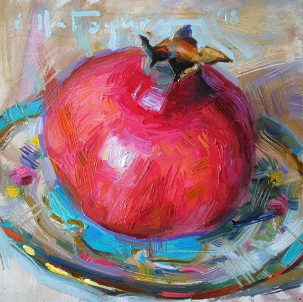 Гранат нарисованный маслом