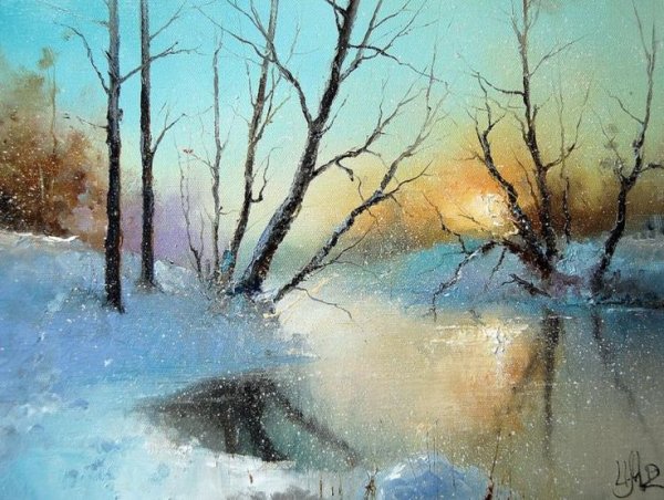 Игорь Сахаров картина зимний пейзаж