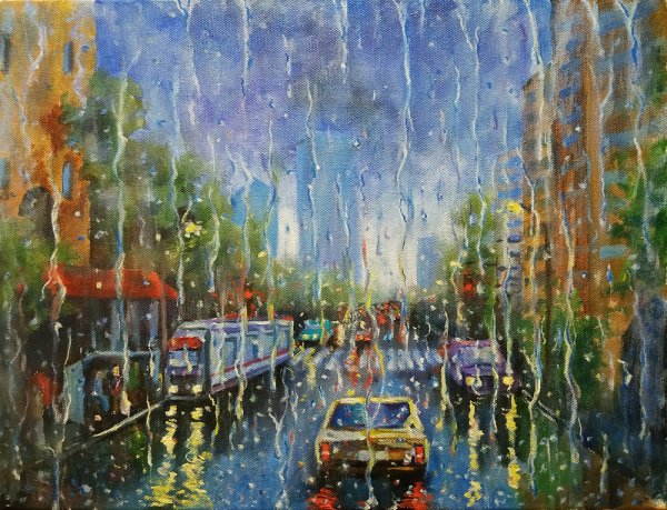 Рисунки гуашью дождь