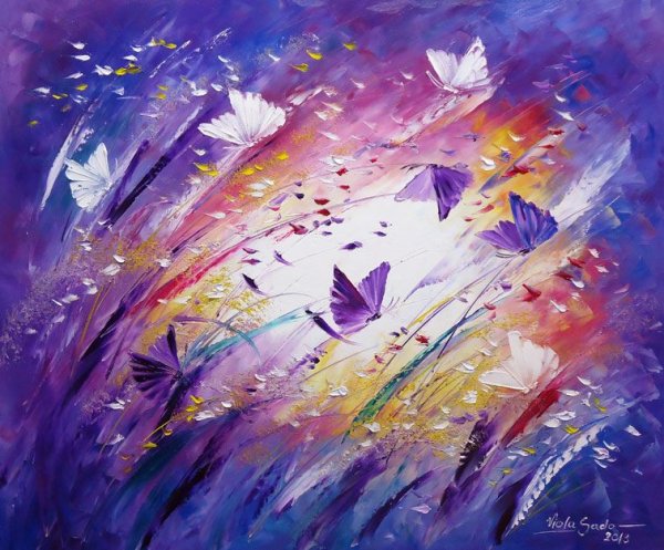 Фиолетовая абстракция маслом