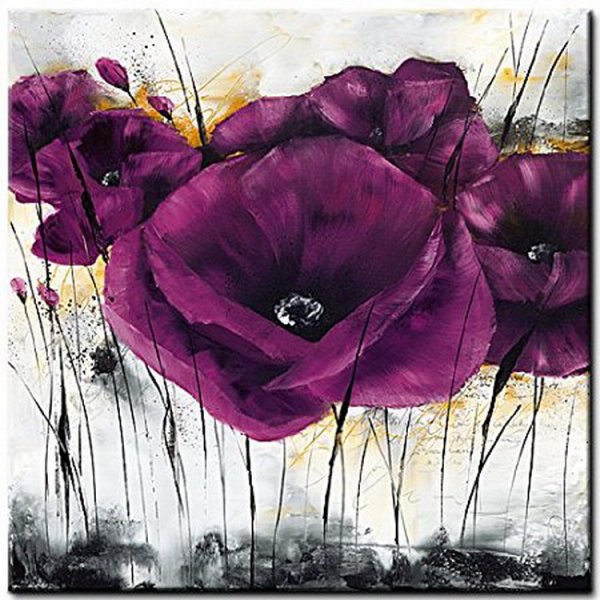 Цветы на сиреневом фоне живопись