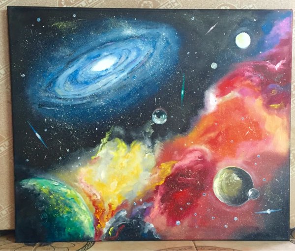Рисуем космос маслом