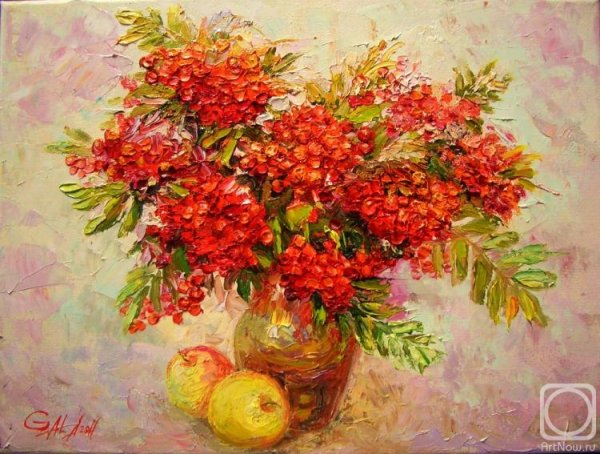 Букет рябины живопись